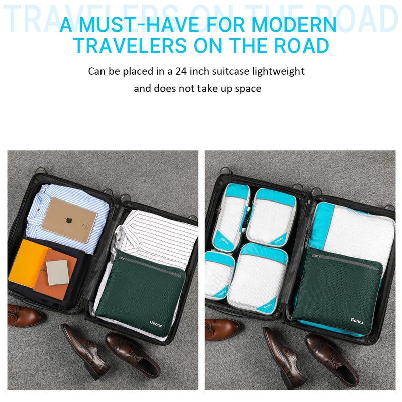 Gonex 100L Large Foldable Travel Duffle Bag with Shoes Compartment, Packable Lightweight Water Repellent Duffel Bag for Camping Gym Weekender Bag Blackish Green - Image 4